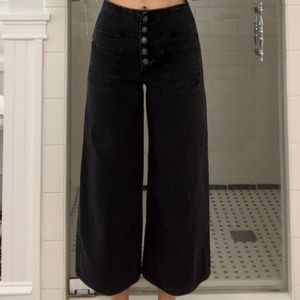 Free People Black Wide Leg Jeans - Size 25